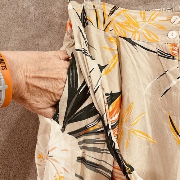 Patrons of Peace Pants Womens Large Floral Wide Leg Pleated Boho Pockets Rayon - Picture 11 of 16